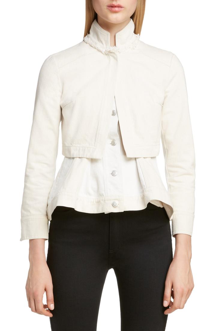 Women's Alexander Mcqueen Peplum Denim Jacket Us / 38 It - Beige