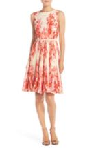 Women's Adrianna Papell Floral Print Pleat Fit & Flare Dress - Coral