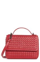 Bottega Veneta Intrecciato Leather Handbag - Red