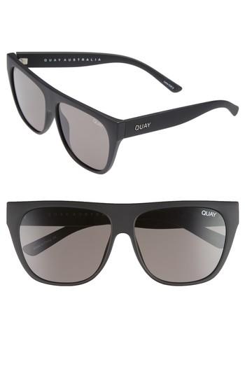 Women's Quay Australia X Tony Bianco Drama By Day 55mm Square Sunglasses - Black/ Smoke