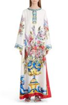 Women's Dolce & Gabbana Print Silk Caftan Us / 42 It - White