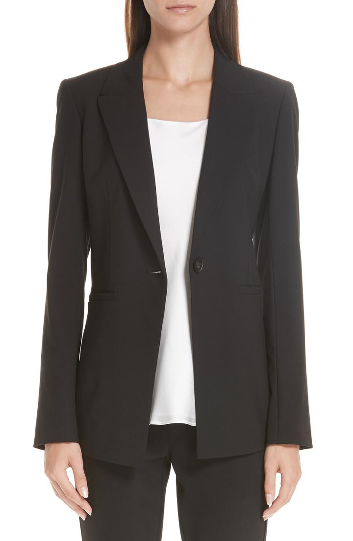 Women's Lafayette 148 New York Charice Stretch Wool Jacket (similar To 14w) - Black