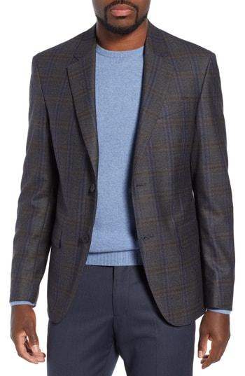 Men's Nordstrom Men's Shop Trim Fit Plaid Wool Sport Coat S - Black