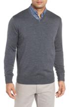 Men's Peter Millar Wool & Silk V-neck Sweater - Grey