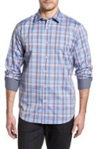 Men's Bugatchi Classic Fit Urban Plaid Sport Shirt - Grey