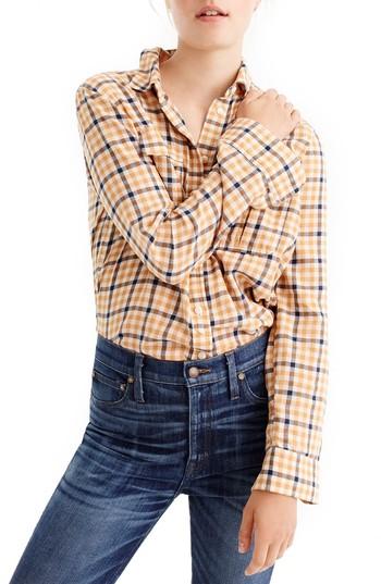 Women's J.crew Topaz Plaid Boyfriend Shirt