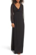 Women's Watters Donna Luxe Chiffon Surplice A-line Gown - Black