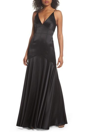 Women's Jill Jill Stuart Corset Detail Satin Gown - Black