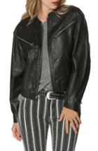 Women's Paige Giana Leather Moto Jacket - Black