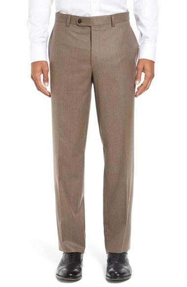 Men's David Donahue 'ryan' Classic Fit Trousers R - Beige