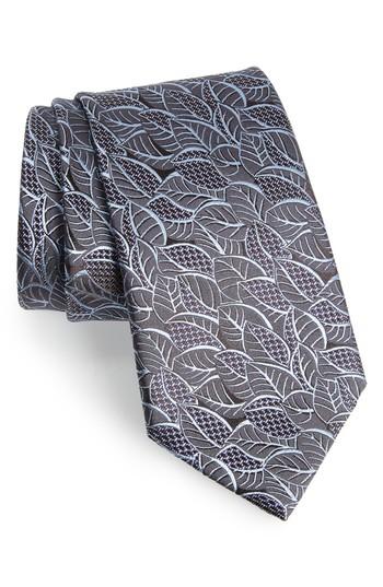 Men's Ermenegildo Zegna Leaf Silk Tie, Size - Grey