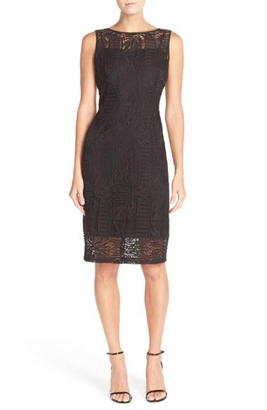 Women's Ellen Tracy Crochet Midi Sheath Dress