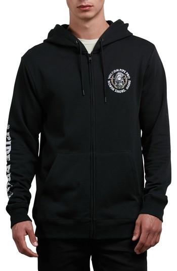 Men's Volcom Pipe Pro Seal Graphic Zip Hoodie, Size - Black