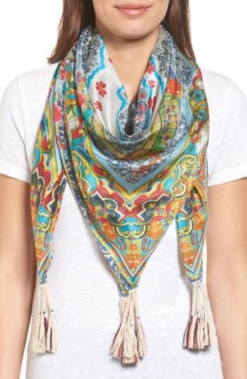 Women's Johnny Was Karino Square Silk Scarf, Size - Blue