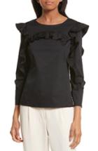 Women's Rebecca Taylor Ruffle Stretch Cotton Blouse