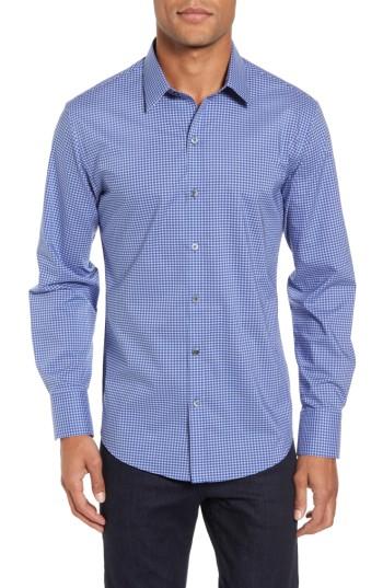 Men's Zachary Prell Ramon Slim Fit Mini Check Sport Shirt - Blue