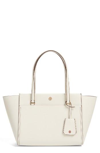 Tory Burch Small Parker Leather Tote - White