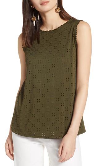 Women's Halogen Eyelet Knit Tank - Green