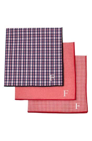 Men's Cathy's Concepts Set Of 3 Monogram Pocket Squares, Size - Red