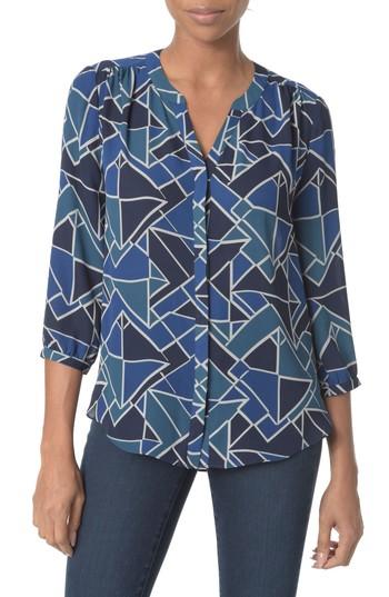 Women's Nydj Pleat Back Blouse, Size - Blue