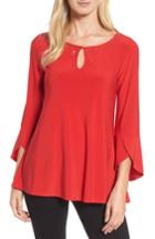 Women's Chaus Bell Sleeve Keyhole Top - Red