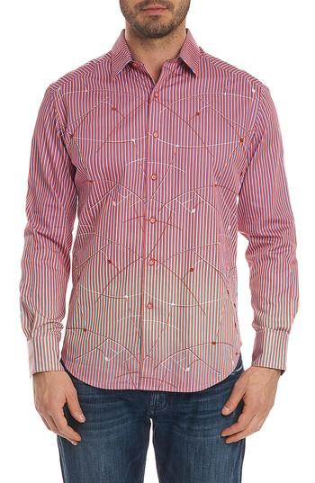 Men's Robert Graham Morseby Stripe Sport Shirt - Red