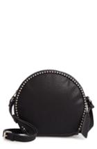 Sole Society Eytal Studded Circle Faux Leather Crossbody Bag - Black