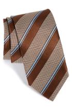 Men's Canali Stripe Silk Tie, Size - Brown