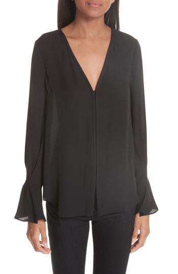 Women's Joie Latacia Bell Cuff Silk Blouse - Black