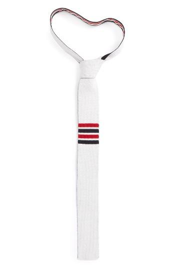 Men's Thom Browne 4-bar Wool Knit Tie, Size - White