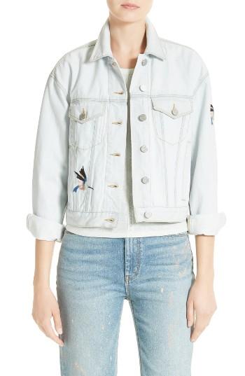 Women's La Vie Rebecca Taylor Embroidered Denim Jacket - Blue
