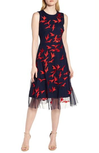 Women's Boss Enerva Tulle Overlay A-line Dress - Blue