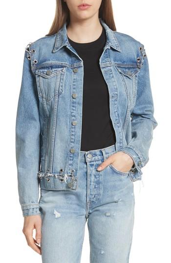 Women's Grlfrnd Gia Grommet Denim Jacket - Grey