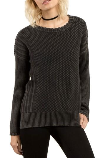 Women's Volcom Twisted Mr Cotton Sweater - Black