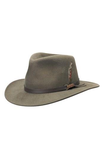 Men's Scala 'classico' Crushable Felt Outback Hat - Beige