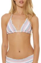 Women's Red Carter Smocked Triangle Bikini Top - White