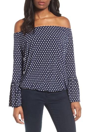 Women's Michael Michael Kors Simple Dot Bell Sleeve Peasant Top - Blue