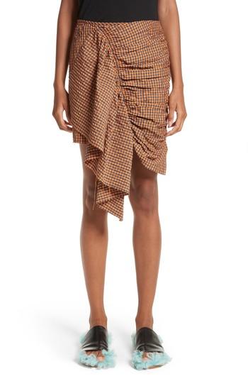Women's Marques'almeida Gathered Front Gingham Skirt Us / 6 Uk - Orange