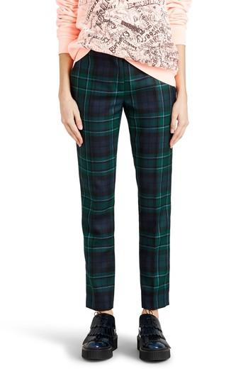Women's Burberry Hanover Tartan Plaid Crop Pants Us / 38 It - Green