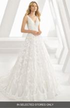 Women's Rosa Clara Denice Illusion V-neck Lace & Tulle Gown, Size In Store Only - White