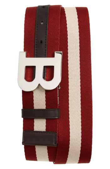 Men's Bally B Buckle Reversible Belt - Red Bally/ Beige
