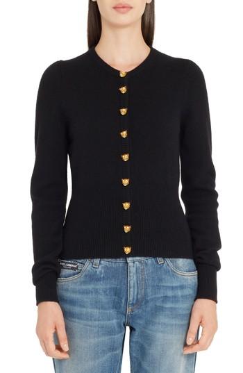 Women's Dolce & Gabbana Leo Button Cashmere Cardigan Us / 38 It - Black