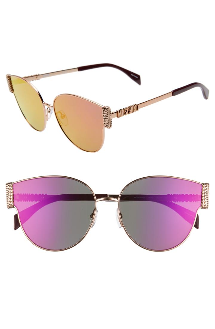 Women's Moschino 61mm Special Fit Cat Eye Sunglasses - Gold/ Cyclamen