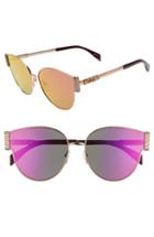 Women's Moschino 61mm Special Fit Cat Eye Sunglasses - Gold/ Cyclamen