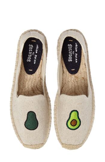 Women's Soludos Avocado Embroidered Platform Espadrille M - Beige