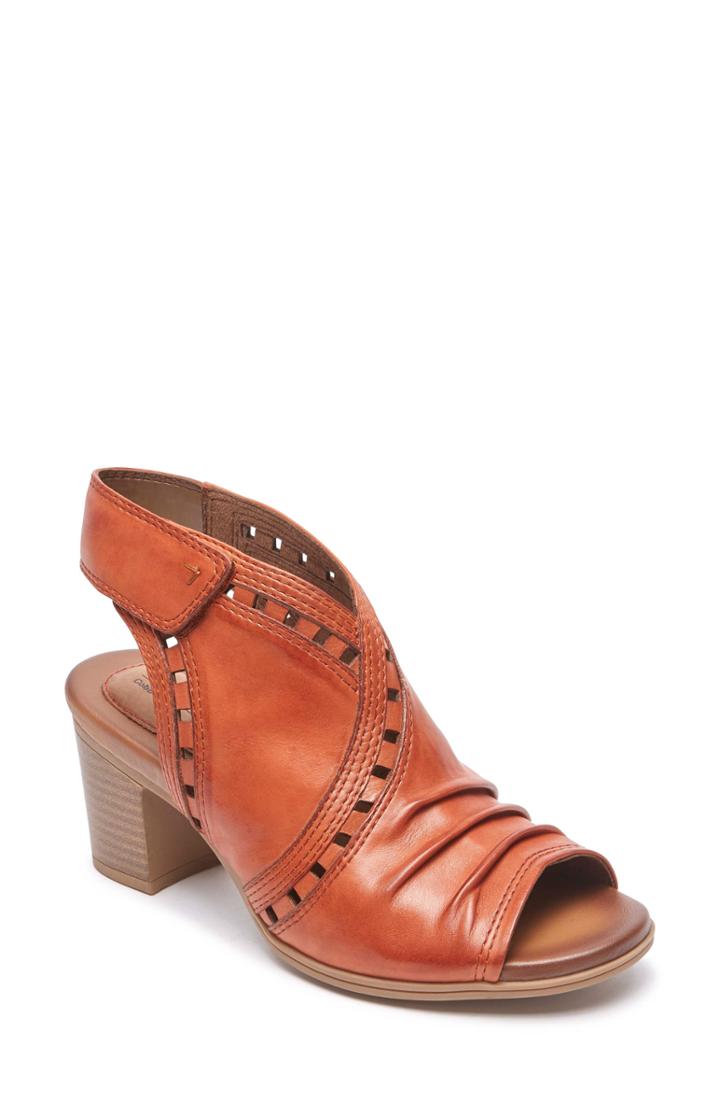 Women's Rockport Cobb Hill Hattie Envelope Perforated Slingback Sandal .5 M - Brown