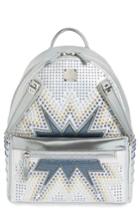 Mcm Dual Stark Studded Leather Backpack - White