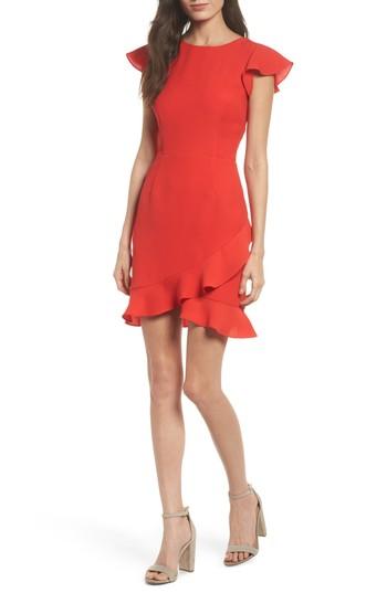 Women's 19 Cooper Ruffle Edge Sheath Dress - Coral