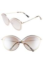 Women's Tom Ford Sascha 55mm Butterfly Sunglasses - Light Brown/ Brown Mirror