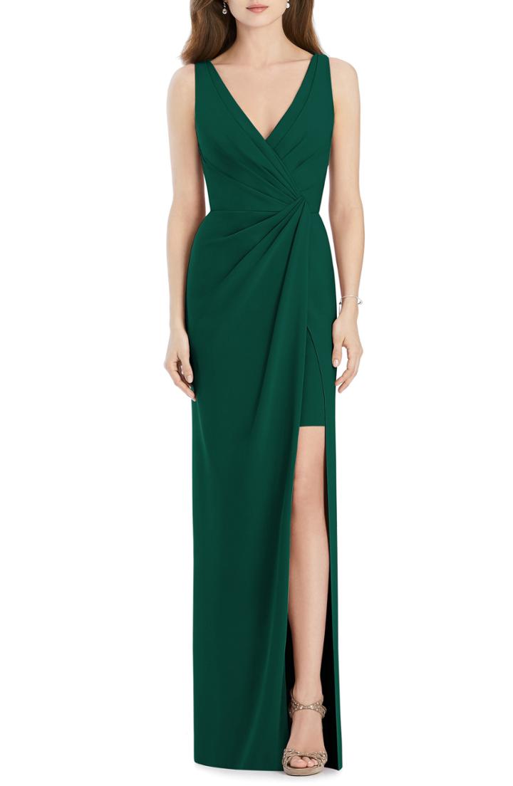 Women's Jenny Packham Crepe Column Gown - Green